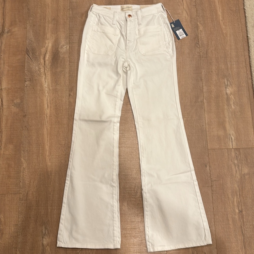 NWT White wide leg pocket flare high waist full length 00 24